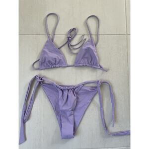 Saie Swim String Bikini Swimsuit Triangle Swimwear Purple FLAW